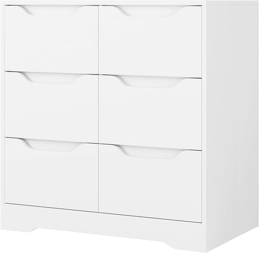 White Double Chest of Drawers with Cut-Out Handles