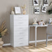 White Modern 6-Drawer Chest of Drawers with Mental Handles