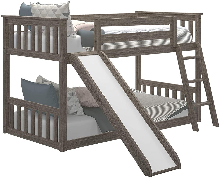 Twin/Full Bunk Bed with Metal Frame, Black