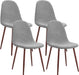 Set of 4 Grey Fabric Cushion Seat Back Kitchen Dining Room Side Chairs, Mid Century Metal Legs