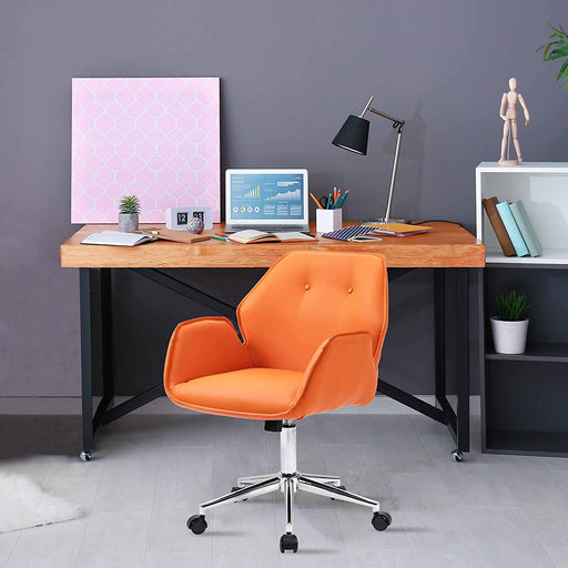 Orange Swivel Office Chair with Arms and Back