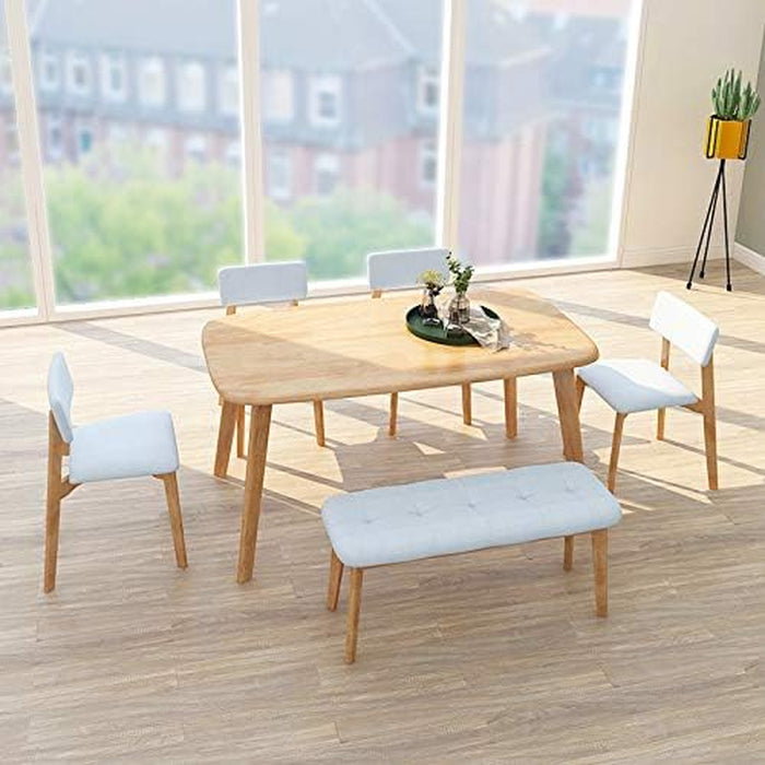 Mid-Century Solid Wood Dining Table, Natural, 47″