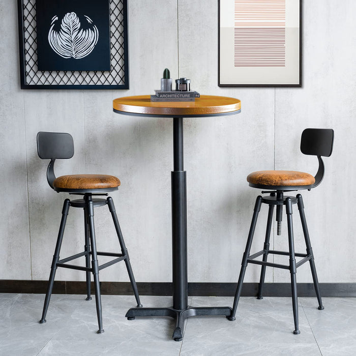 Vintage Industrial Adjustable Bar Stools (Set/2)