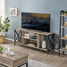 Industrial Gray TV Stand with Power Outlets