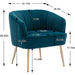 Teal Velvet Accent Chair with Golden Legs