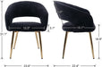 Gold Leg Faux Fur Dining Chairs (Set of 6, Black)