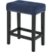 Blue Velvet Bar Table with 3 Stools, Faux Marble