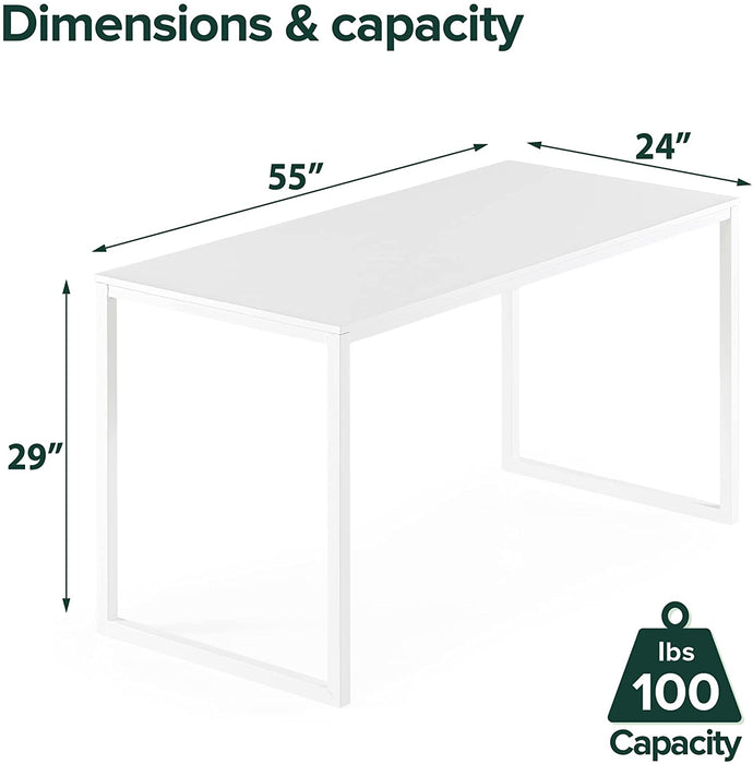 55″ White Desk with Easy Assembly