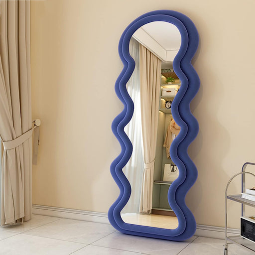 Wave Arched Floor Mirror, Flannel Frame