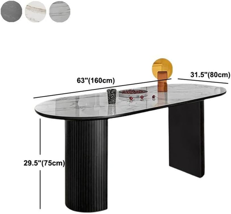 Modern Oval Slate Stone Dining Table, Seats 6