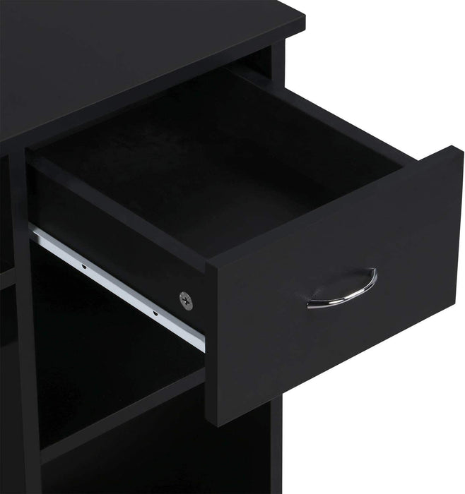 Black Wooden Computer Desk with Storage and Stand