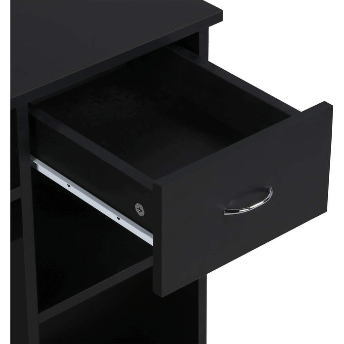 Black Wooden Computer Desk with Storage and Stand