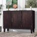 Antique Espresso Wooden Console Table with 3 Doors