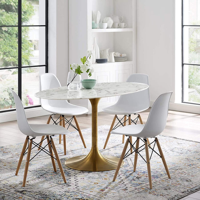 Lippa Mid-Century Modern Oval Gold Marble Table