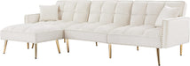 Off-White Tufted Reversible Sectional Sofa Bed