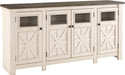 Farmhouse TV Stand, 72", 3 Cabinets, Whitewash