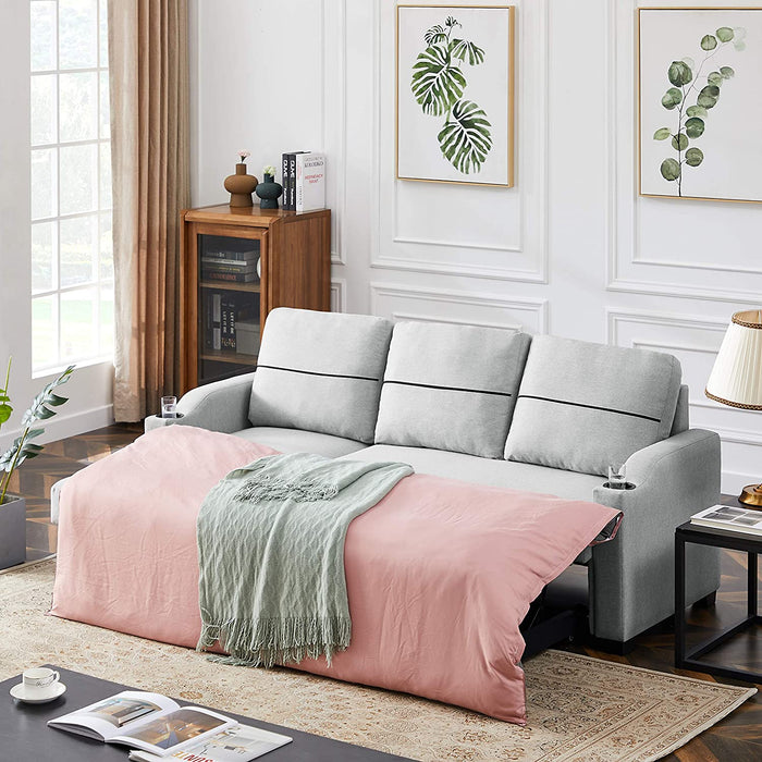 Grey L-Shape Sectional with Sleeper and Storage