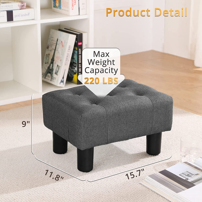 Carbon Grey Fabric Foot Stool with Non-Slip Pads