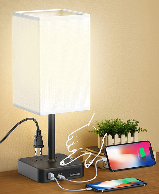 Touch Control Bedside Table Lamp with USB Charging Port