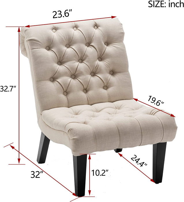 Stylish Cream Accent Chair with Wood Legs