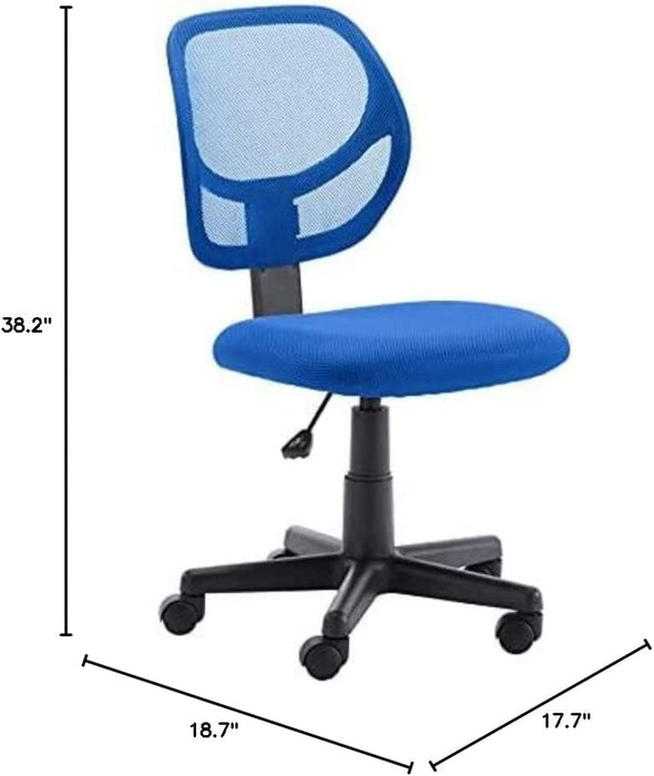 Blue Swivel Office Chair with Low-Back Design