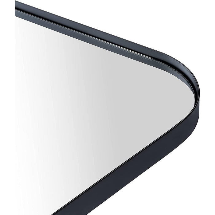 36 x 26 Matte Black Irregular Mirror with Asymmetrical Metal Frame - Stylish Accent Mirror for Bathroom Vanity, Entryway, or Living Room
