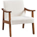 Mid-Century Modern Ivory Accent Chair with Wood Legs