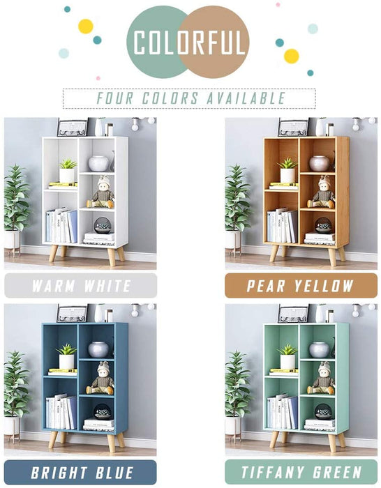 3-Tier Wooden Bookshelf with Yellow Finish