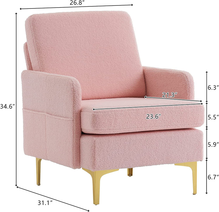 Pink Teddy Fleece Accent Chair for Living Room