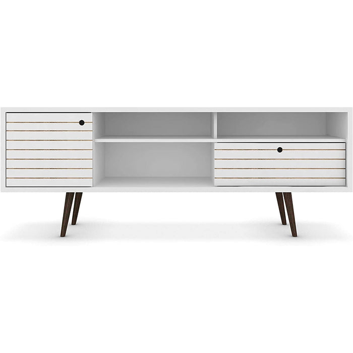 Mid-Century Modern TV Stand with Shelves and Cabinet