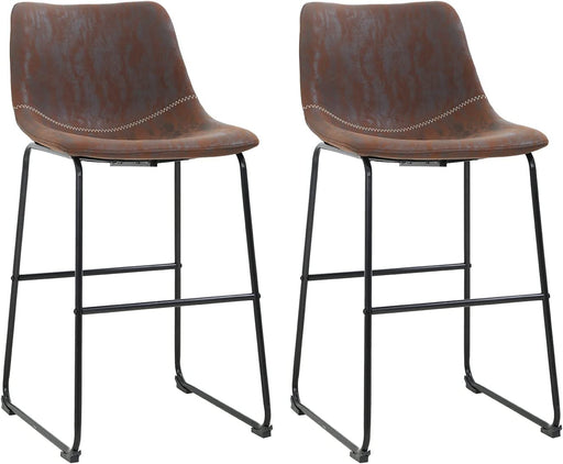 Fashion Brown Barstools with Back, Set of 2, 37 Inch