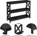 Black Accent Console Table with Storage Shelves