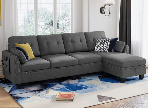 Convertible Dark Grey L-Shape Sofa