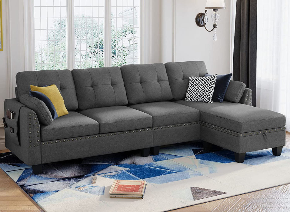 Convertible Dark Grey L-Shape Sofa