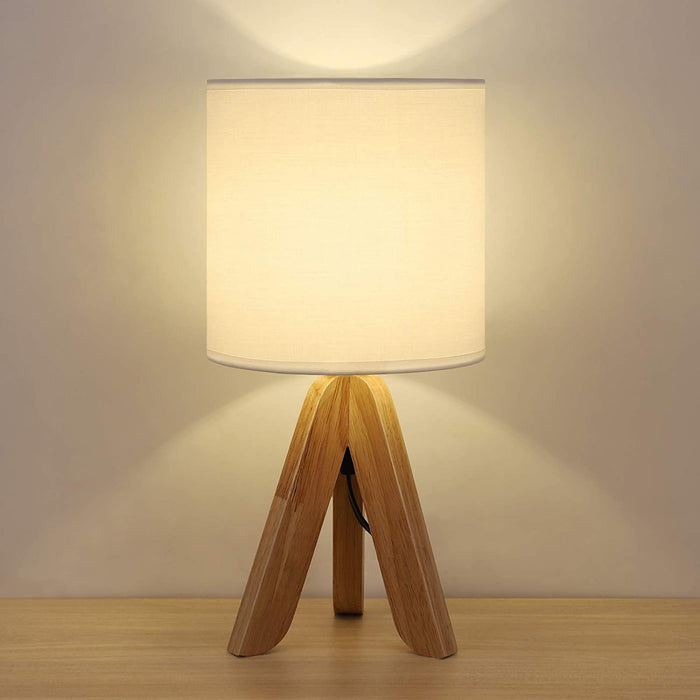 Small Table Lamp with Fabric Shade and Tripod Base