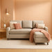 Compact Beige Linen Sectional Sofa with Chaise Lounge