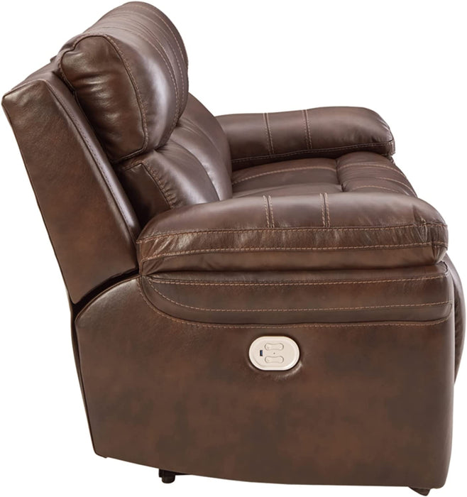 Brown Leather Power Reclining Sofa