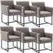 Set of 6 Modern Upholstered Dining Chairs with Arm, Grey
