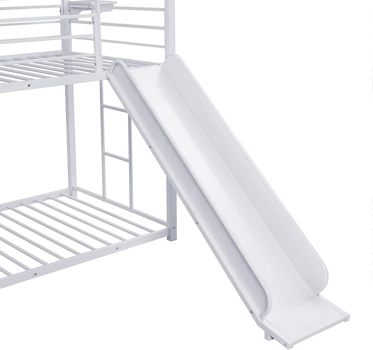 Twin Low Bunk Bed with Guardrail, Gray