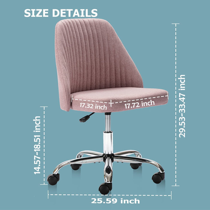 Modern Pink Rolling Desk Chair with Wheels