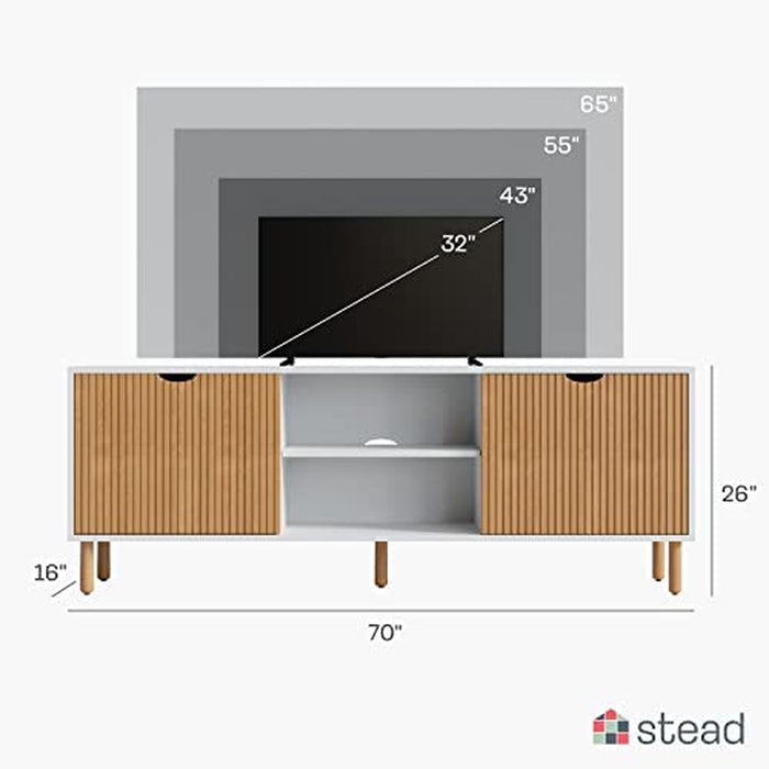 Fluted TV Stand with Storage - 70″ Console