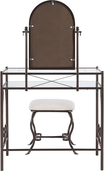 Dark Metal Vanity Table Set