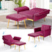 Velvet Accent Chair with Adjustable Armrests, Fuchsia