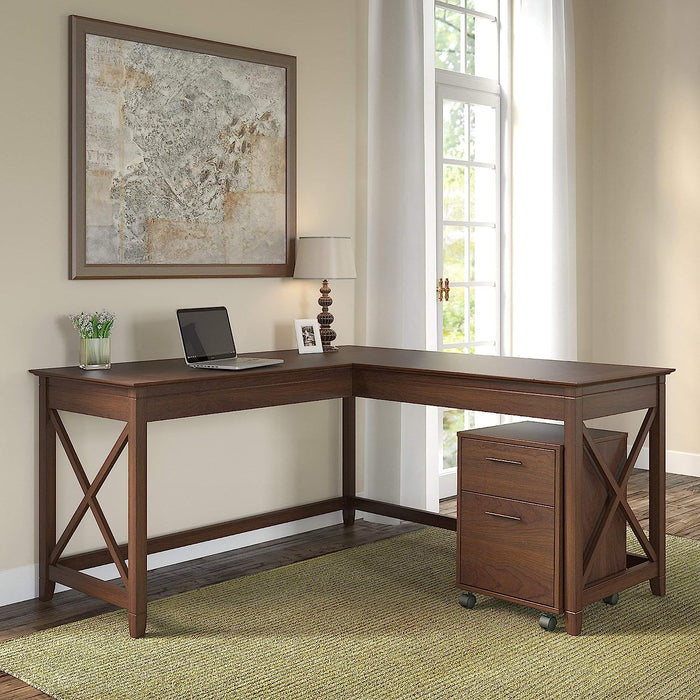 Key West L-Shaped Desk with Mobile File Cabinet