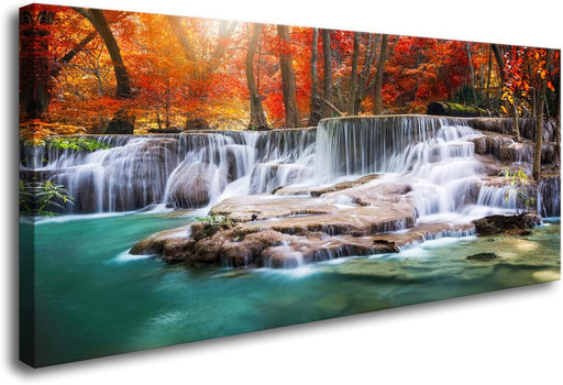 Red Forest Waterfall Canvas Wall Art Decor