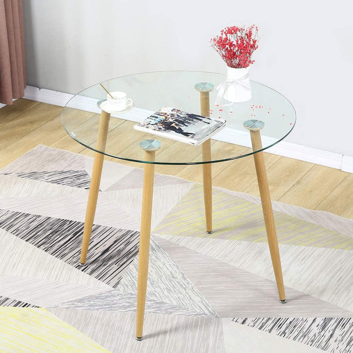 5-Piece Glass Dining Table Set for 4, Modern Chairs