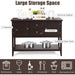 Coffee Brown Wood Buffet Server with Cabinets
