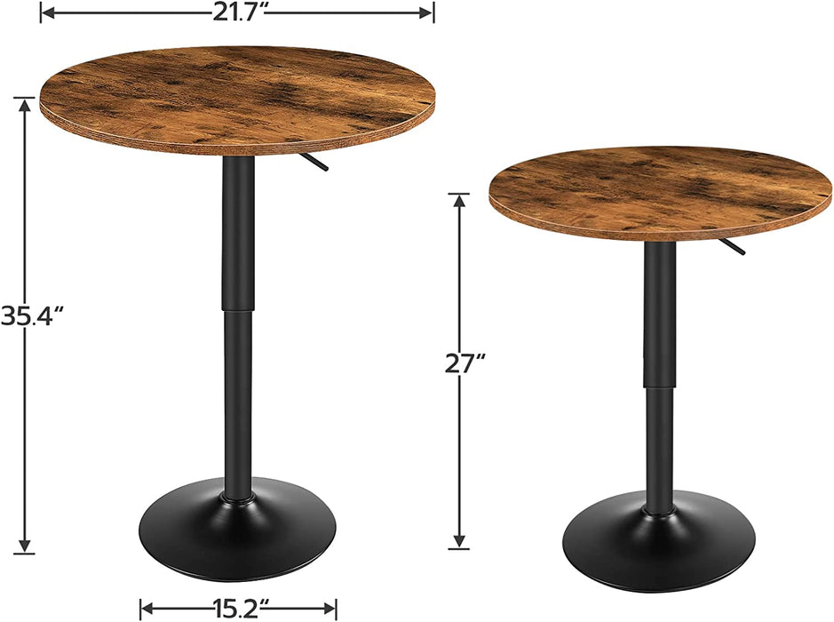 Rustic Brown Height-Adjustable Bar Table