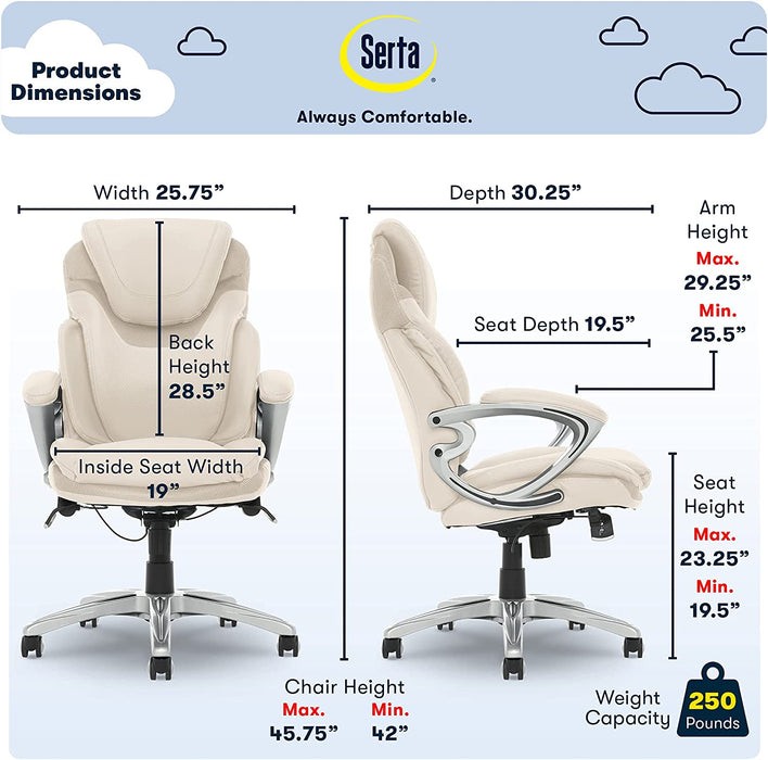 Ergonomic Cream Leather Executive Chair for Health and Wellness