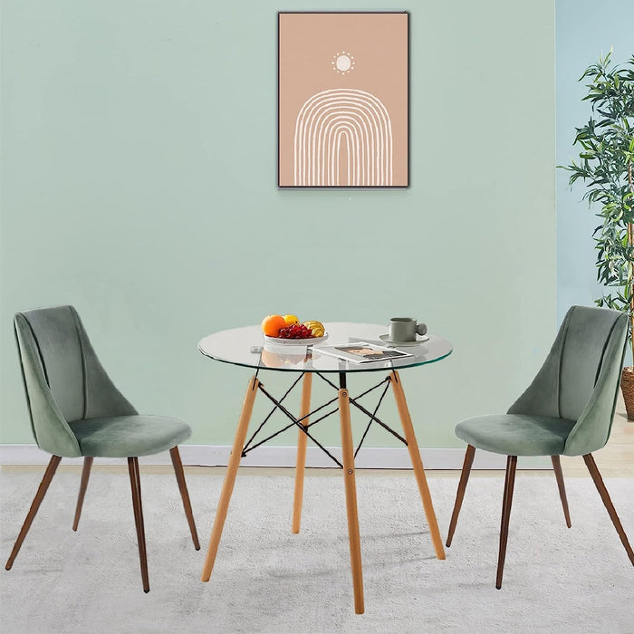 Small round Glass Dining Table for 2-4 People